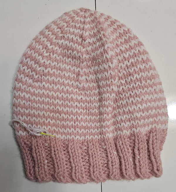 Beanie (pink and white)