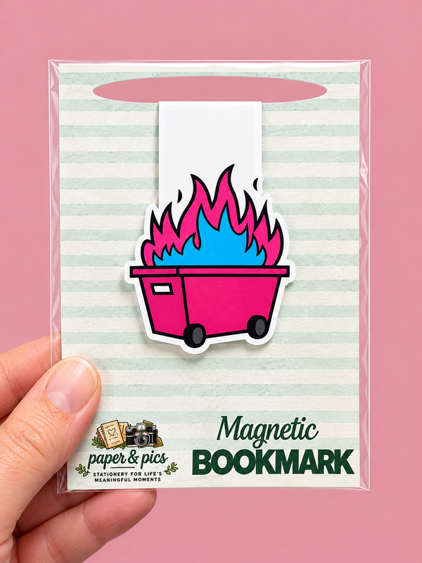 Pink Dumpster Fire Magnetic Bookmark
