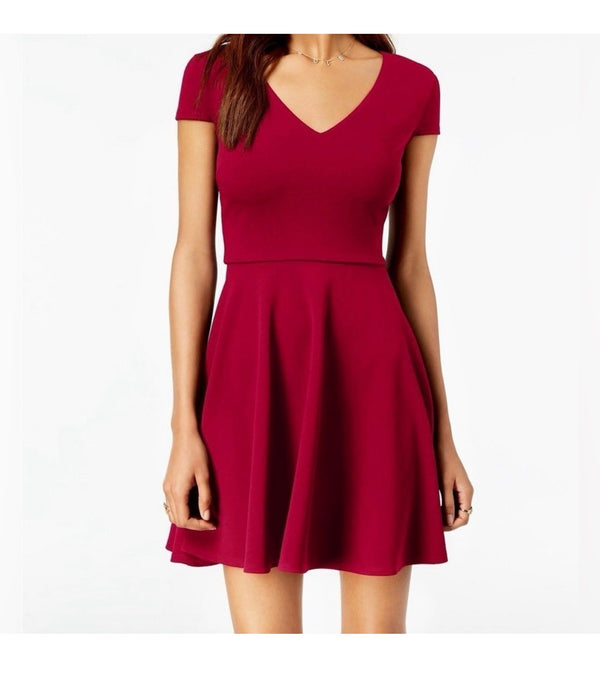 NWT B. Darlin Red Short Sleeve Bow Tie Back Mini Dress