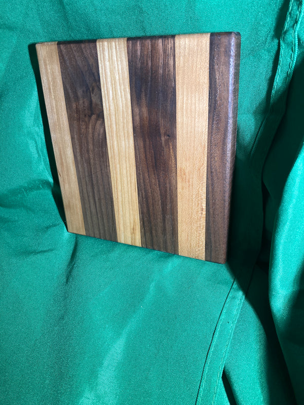 Small wood cutting board. Handcrafted charcuterie board. Cheese board. Small kitchen, r.v., camping, dorm room. Reclaimed wood. Crafted with black walnut and cherry wood.