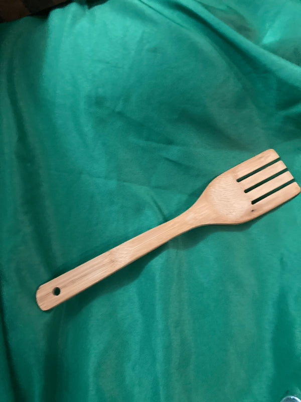 Bamboo fork. Bamboo utensils. Natural cooking utensils.