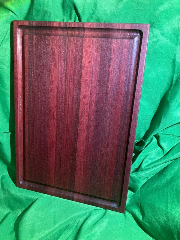 Purple Heart cutting board with juice groove. Exotic wood. 12"x18" purple wood. Handcrafted reclaimed wood.