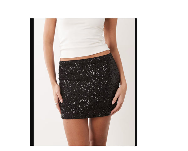 Express Black sequin mini skirt