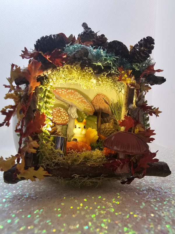 Lighted Pumpkin Diorama