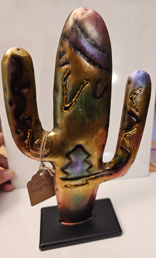 Metallic Cactus Sculpture
