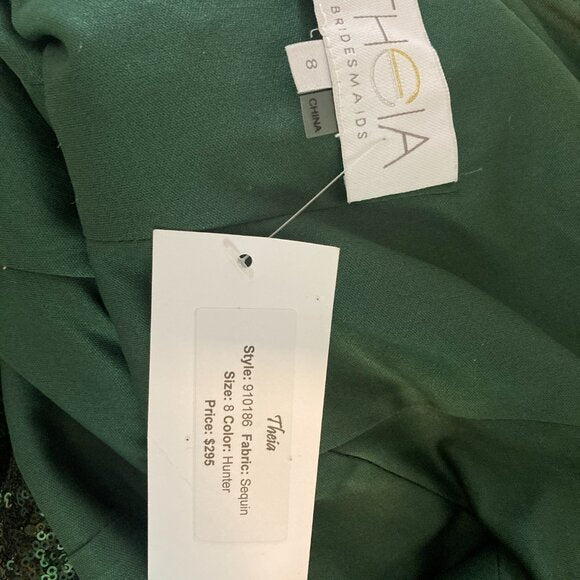 NWT Theia Floor-Length Sequin Gown in Hunter Green