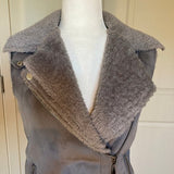 NWT Love Token Long Gray Zipper Fleece-lined Vest