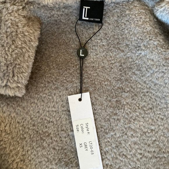 NWT Love Token Long Gray Zipper Fleece-lined Vest
