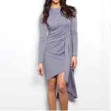 Topshop Asymmetric Crepe Drape Mini Faux Wrap Dress in Gray