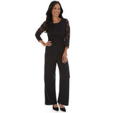 NWT Apt. 9® Lace-Bodice 3/4 Sleeve Jumpsuit in Black Lace