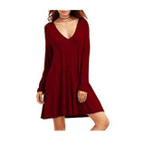 Alya Red Wine Tunic V neck Dress