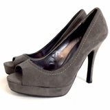 Candie’s Gray Brushed Suede Stiletto Open Toe Heel