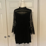 En Creme for VICI black crochet long-sleeve mini dress