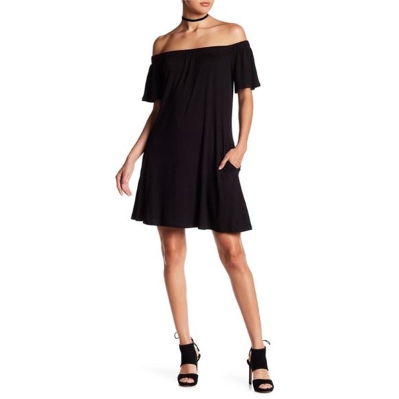 Abound Black Off-The-Shoulder Shift Dress