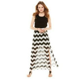 Heartsoul Black & White Chevron Chiffon Long Maxi Dress