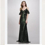 NWT Theia Floor-Length Sequin Gown in Hunter Green