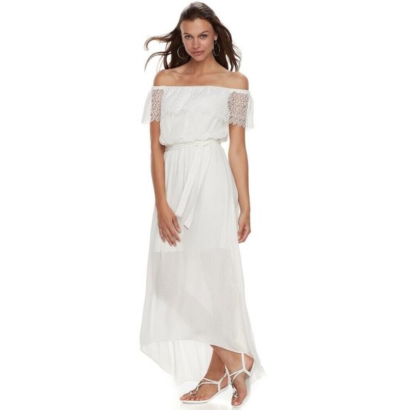 Apt. 9 Off-the-Shoulder Lace Maxi Dress in White