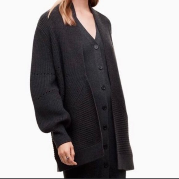 Aritzia Wilfred Darcey Open Cardigan Sweater in Black