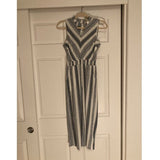 Monteau blue and white stripe crop-length wide-leg jumpsuit