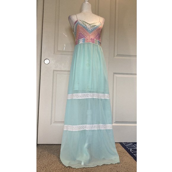 Flying Tomato embroidered multi color maxi dress