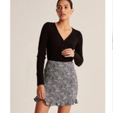 NWT - Abercrombie & Fitch Ruffle Hem Miniskirt - Navy/White Floral