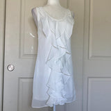 Francesca's white sleeveless ruffle front sheath dress
