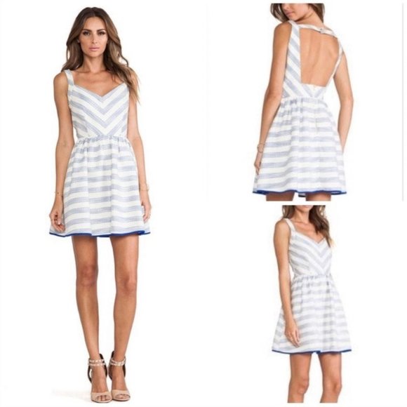 Line & Dot Kelly Dress in Sky Stripe Open Back
