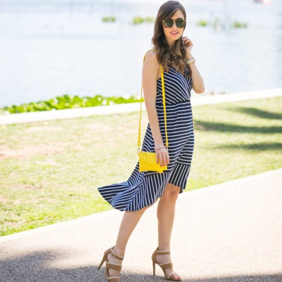 Charming Charlie Navy & White Stripe Sundress