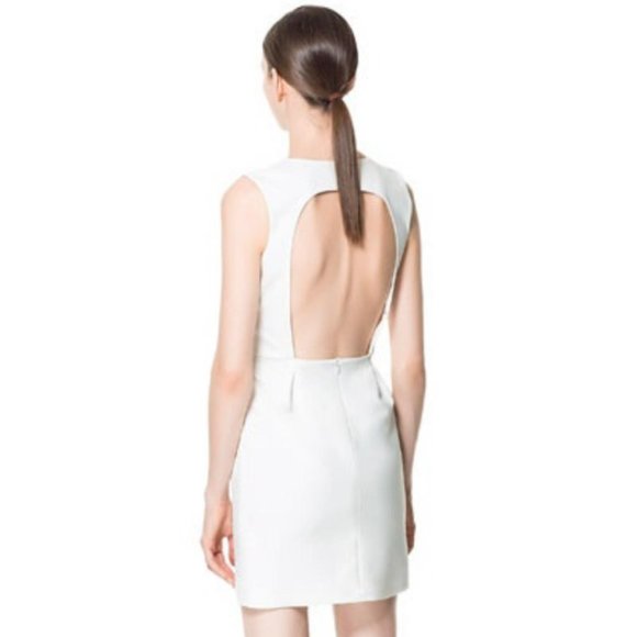 Zara white open back mini dress