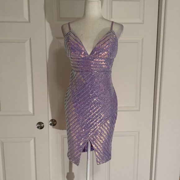 NWT Privy Light Purple Lavender Sequin Sparkle Mini Dress