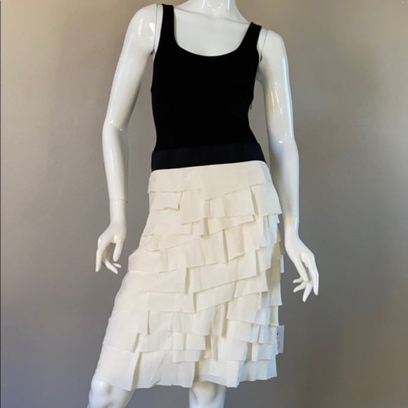 The Limited Cascade Ruffle Midi Dress black & whit