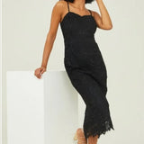 NWT Altar'd State Flora Crochet Midi Dress in Black