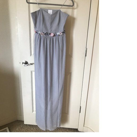 Lauren Conrad Strapless Blue Tulle Maxi Dress Sz 6