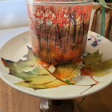 fall leaves candle holder with candle