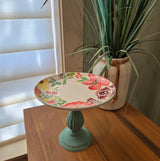 mint floral candle holder