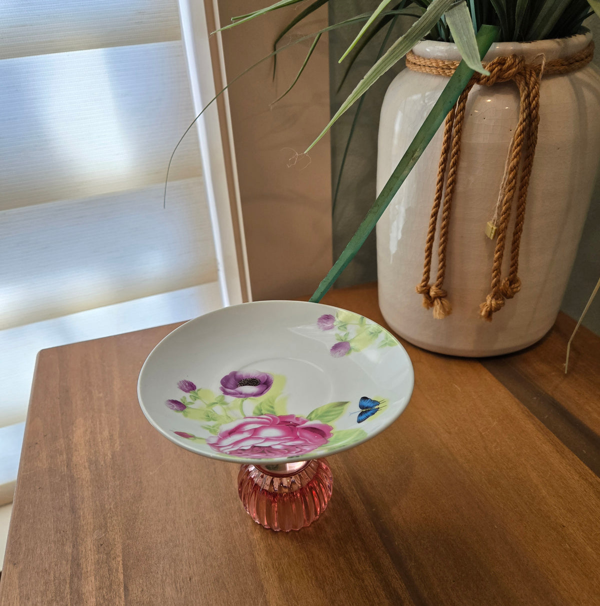 pink floral trinket dish