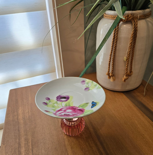 pink floral trinket dish