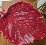 red leaf candy dish
