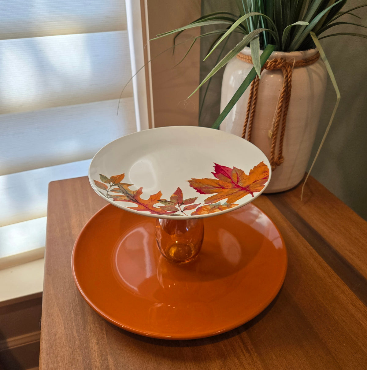 fall double cupcake plate