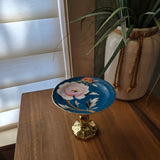 teal and brass jewelry dish