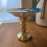 teal and brass jewelry dish