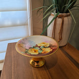 vintage yellow roses and brass jewelry holder