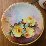 vintage yellow roses and brass jewelry holder