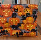 black cat and pumpkin pencil pouch