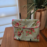 blue floral button pouch