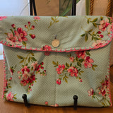 blue floral button pouch