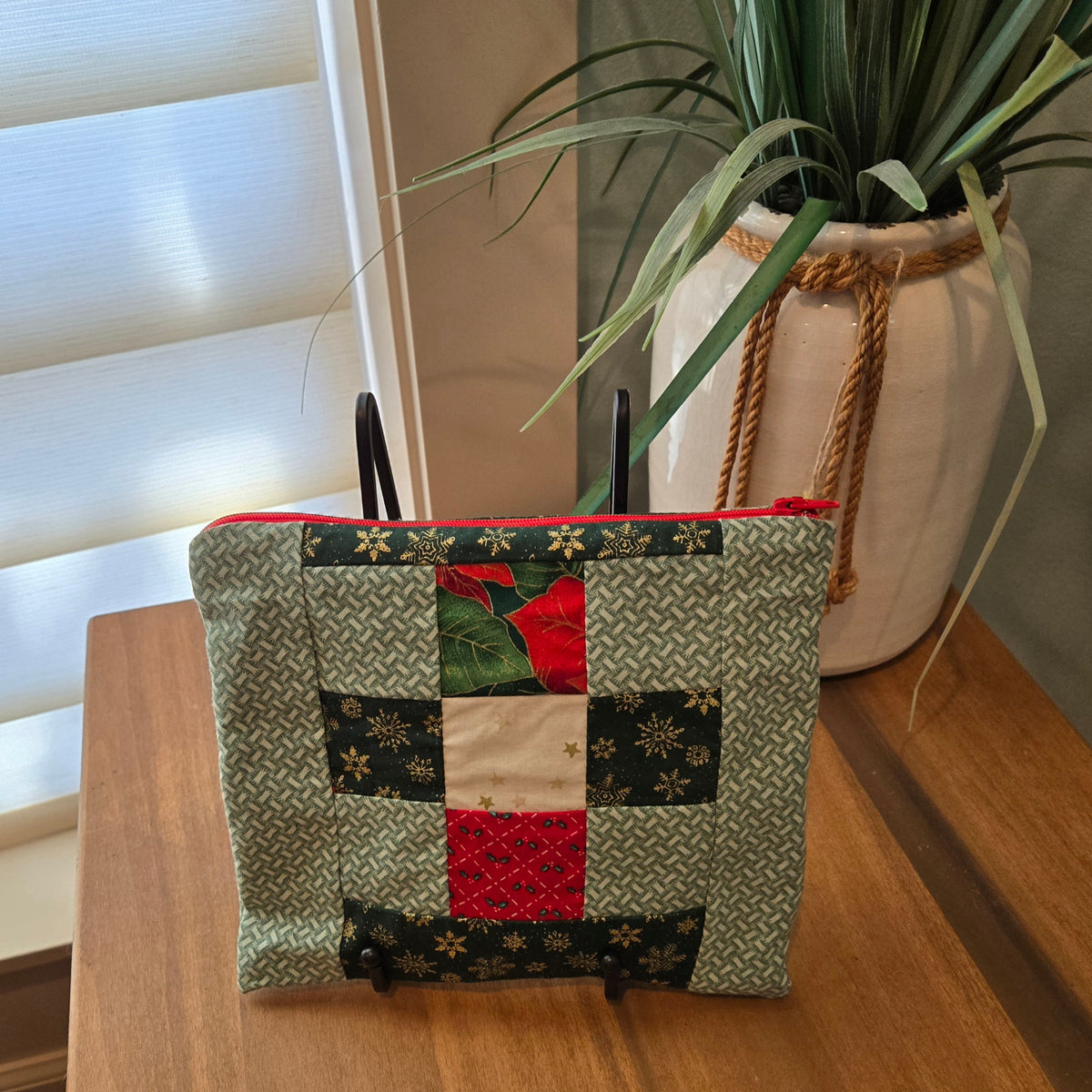 christmas patchwork zipper pouch