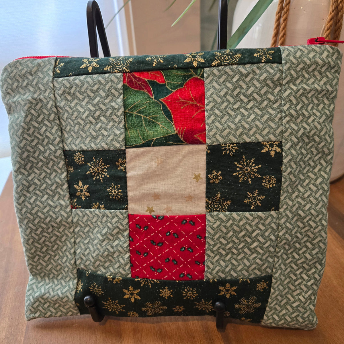 christmas patchwork zipper pouch