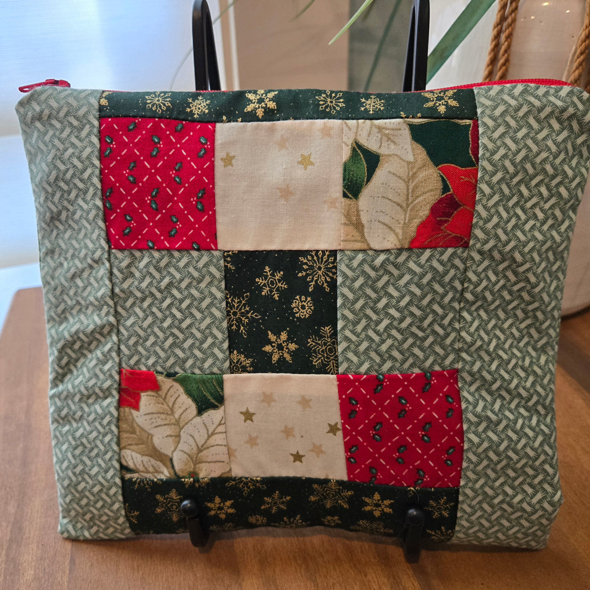 christmas patchwork zipper pouch