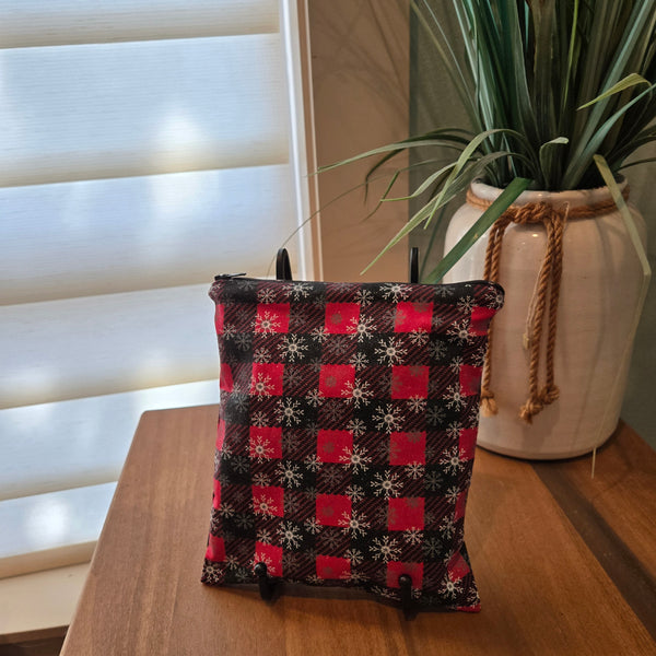 red snowflake zipper pouch